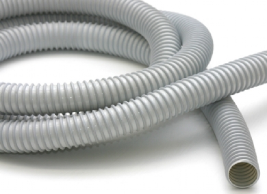 Click to enlarge - PVC suction hose for air, grains, powders, dust. Can be manufactured antistatic upon request. 
This ducting hose is made in black or grey colour. Smooth bore allows good rate of product flow and is highly flexible.